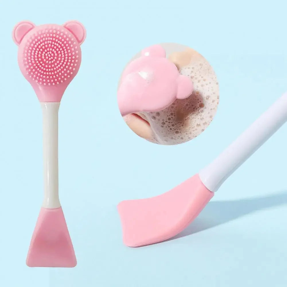 Bear Double-Ended Silicone Face Cleansing & Mask Brush Facial Cleansing Brush QXL