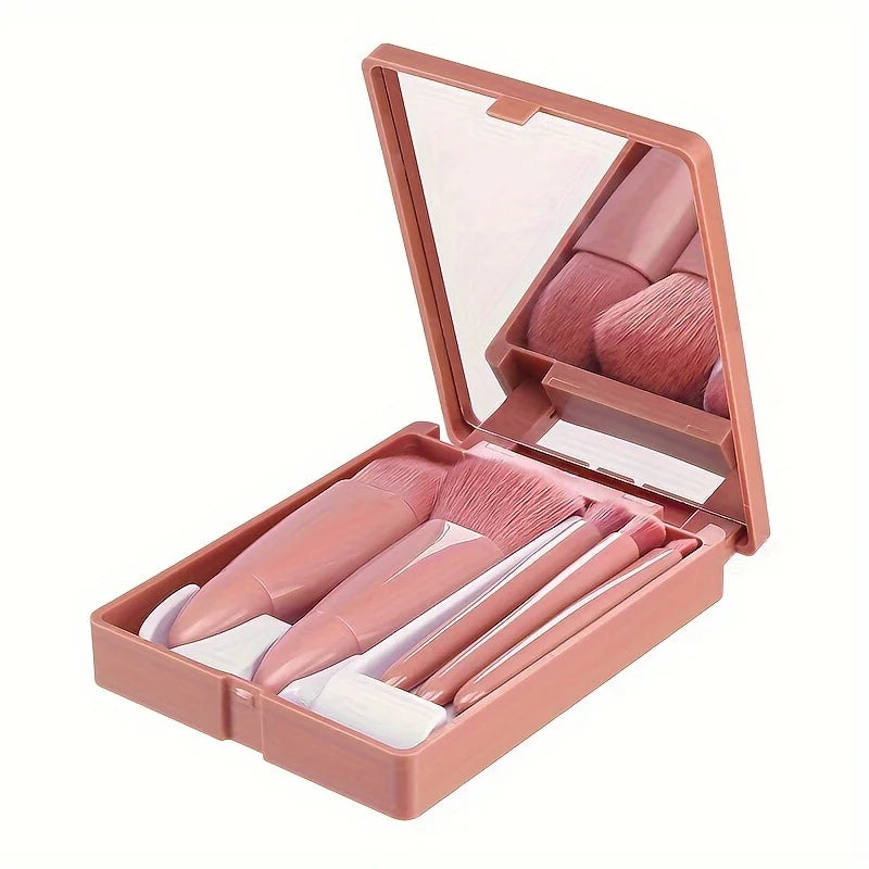 5-Piece Mini Travel Makeup Brush Set – Soft & Portable Travel Makeup Brush Set QXL