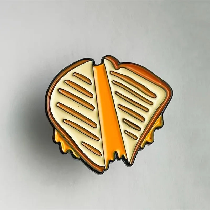 2-Pack Grilled Cheese Enamel Pins | Cartoon Food Brooch Set Enamel Brooch Pin QXL 2pcs