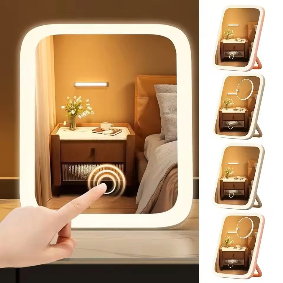 LED Makeup Mirror | 3-Color Light, Touch Control, USB LED Vanity Mirror QXL