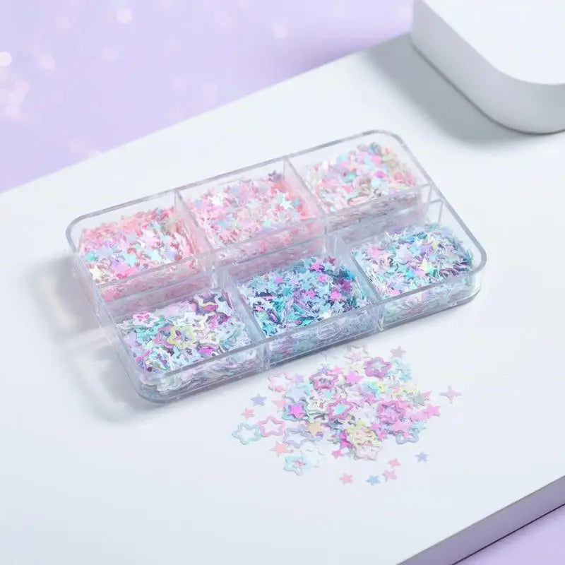 3D Star & Moon Holographic Nail Glitter Sequins | DIY Manicure Nail Glitter Sequins QXL