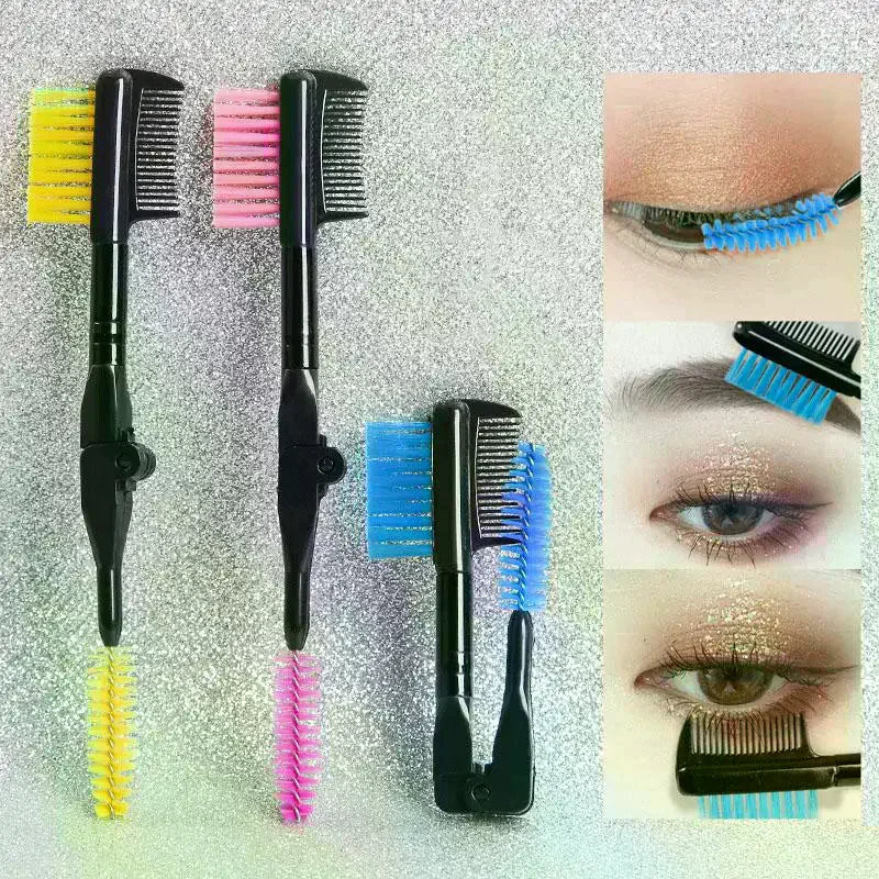Foldable Double-Head Eyebrow Brush & Lash Comb Tool Eyebrow Brush Comb QXL