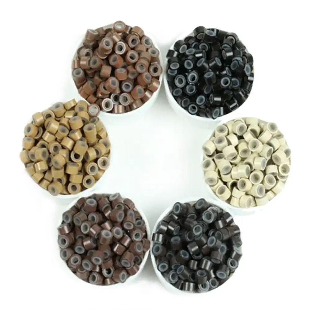 500-Pack Silicone Nano Hair Rings | 5-Color Micro Bead Links Hair Extension Beads QXL