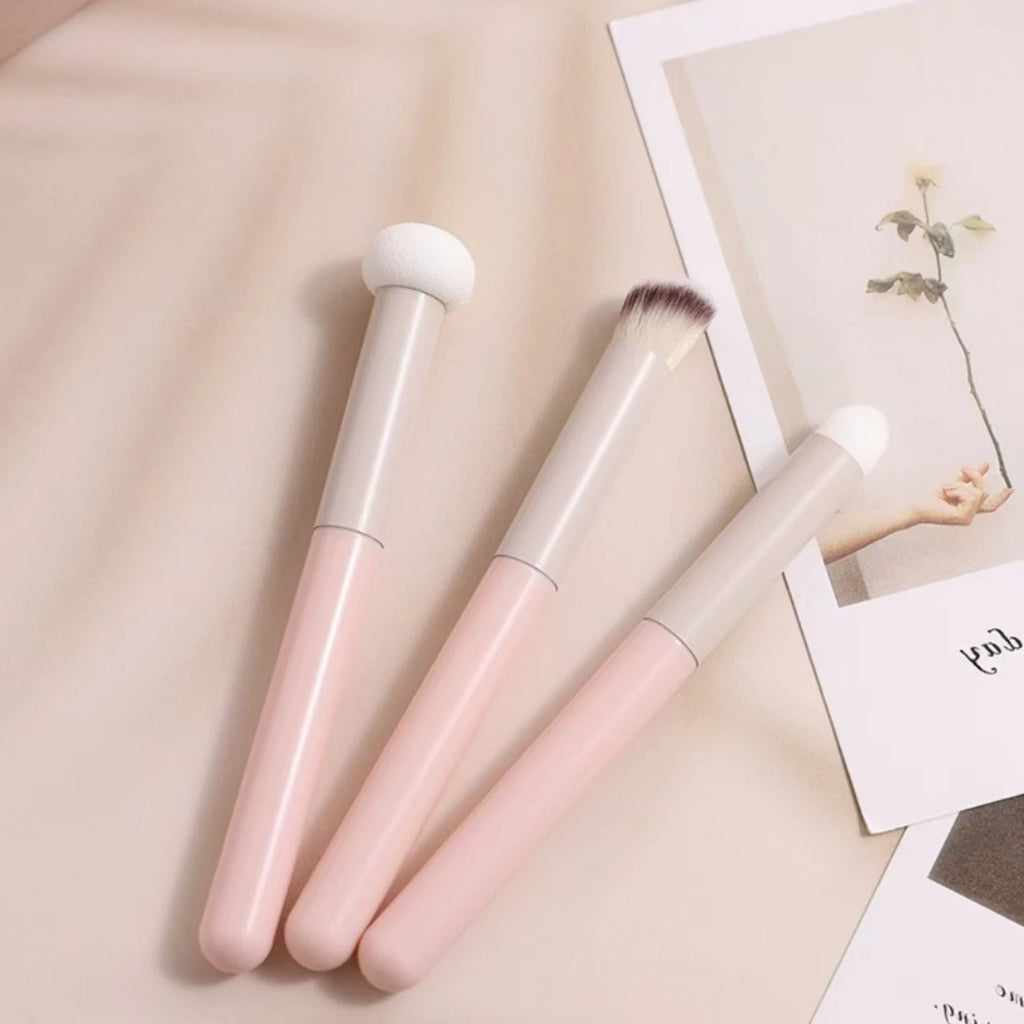 3-Piece Makeup Brush Set – Concealer, Foundation & Lip Brush Makeup Brush Set QXL 3-Pack Pink