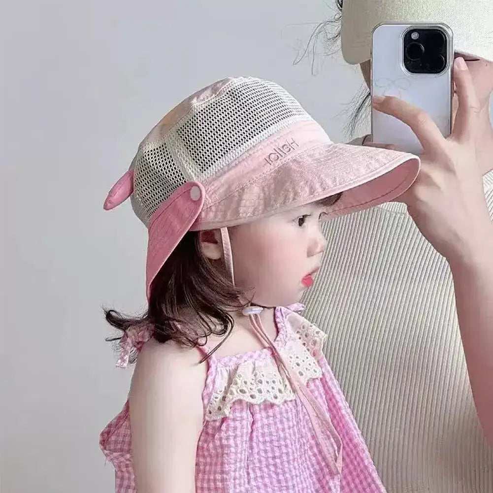 Kids Wide Brim Sun Hat | Mesh Breathable Bucket Hat Boys Girls Kids Bucket Hat QXL