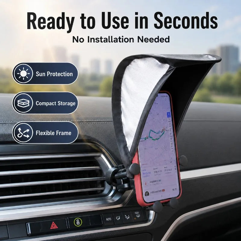 Foldable Car Phone Sun Shade Cover | Anti-Glare GPS Visor Car Phone Sun Shade QXL