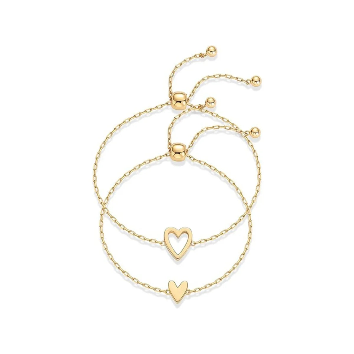 Adjustable Heart Cutout Couple Bracelet Set – 2PCS Gift Couple Bracelet Set QXL