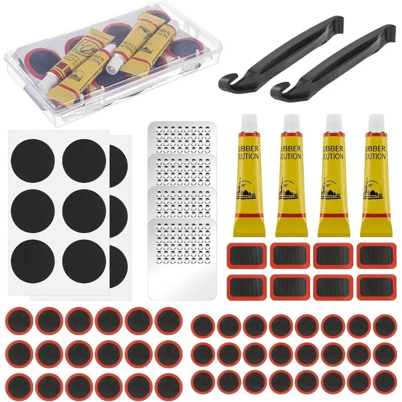 Bike & Motorcycle Tire Puncture Repair Kit – Patches & Glue Tire Repair Kit QXL 72pcs