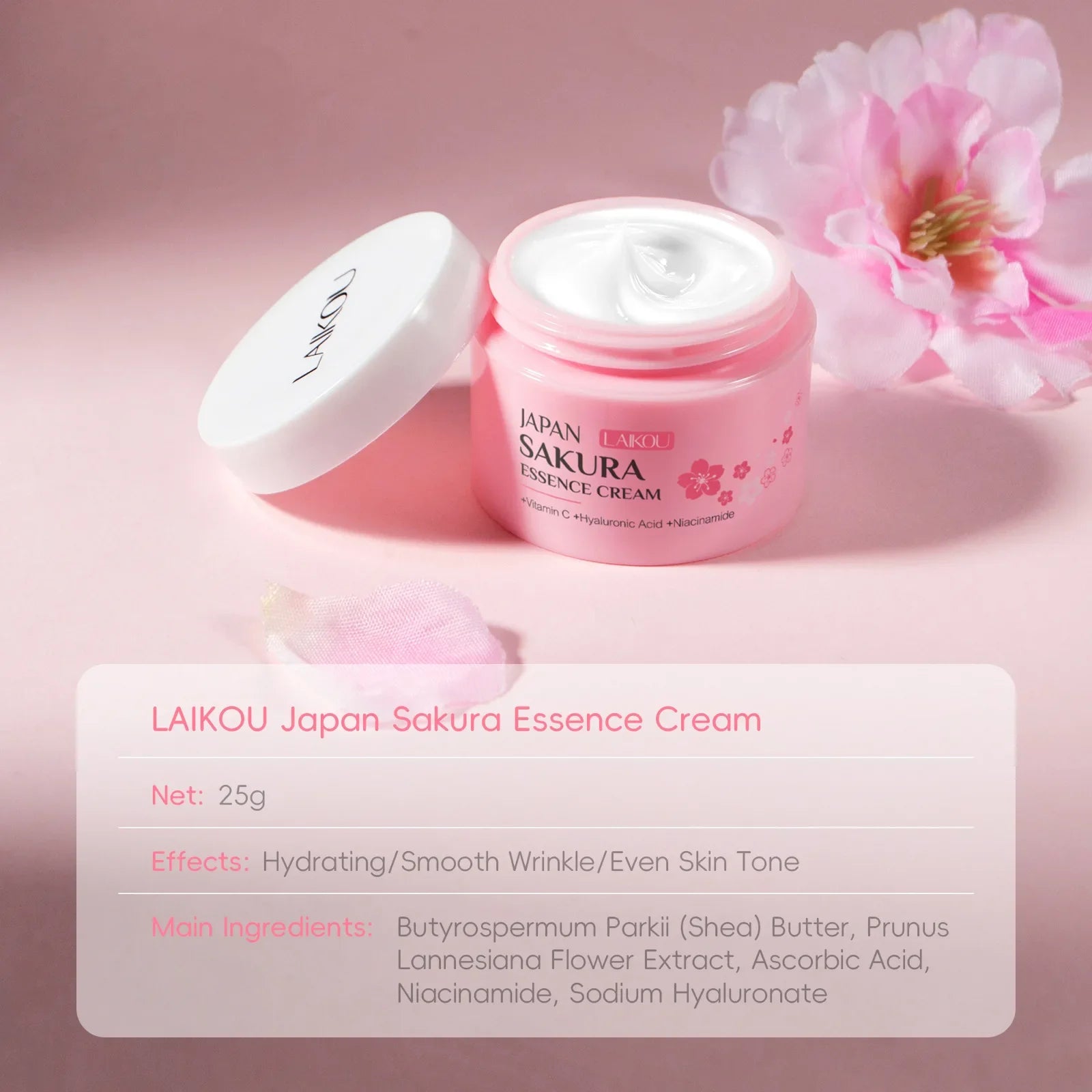 LAIKOU Sakura Hydrating Face Cream | Niacinamide & Vitamin C Hydrating Face Cream QXL
