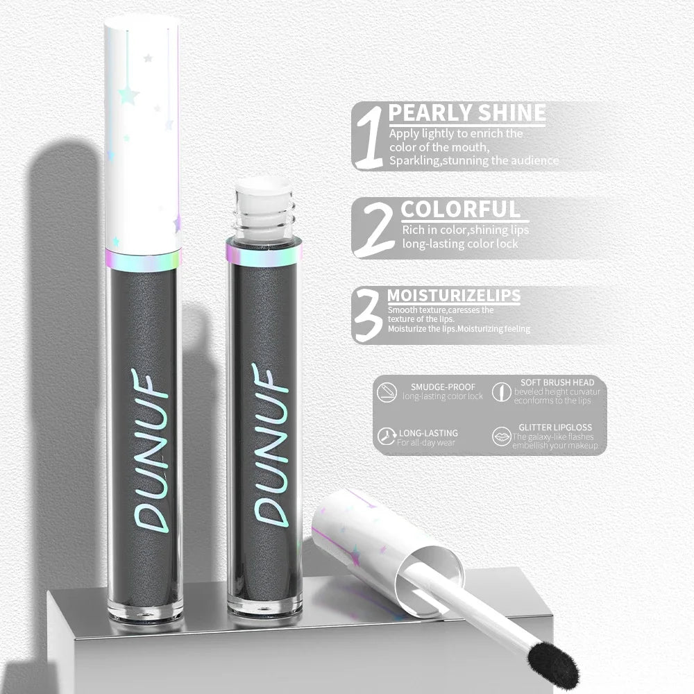 DUNUF Shimmer Lip Gloss – 12 Colors, Waterproof & Moisturizing Shimmer Lip Gloss QXL