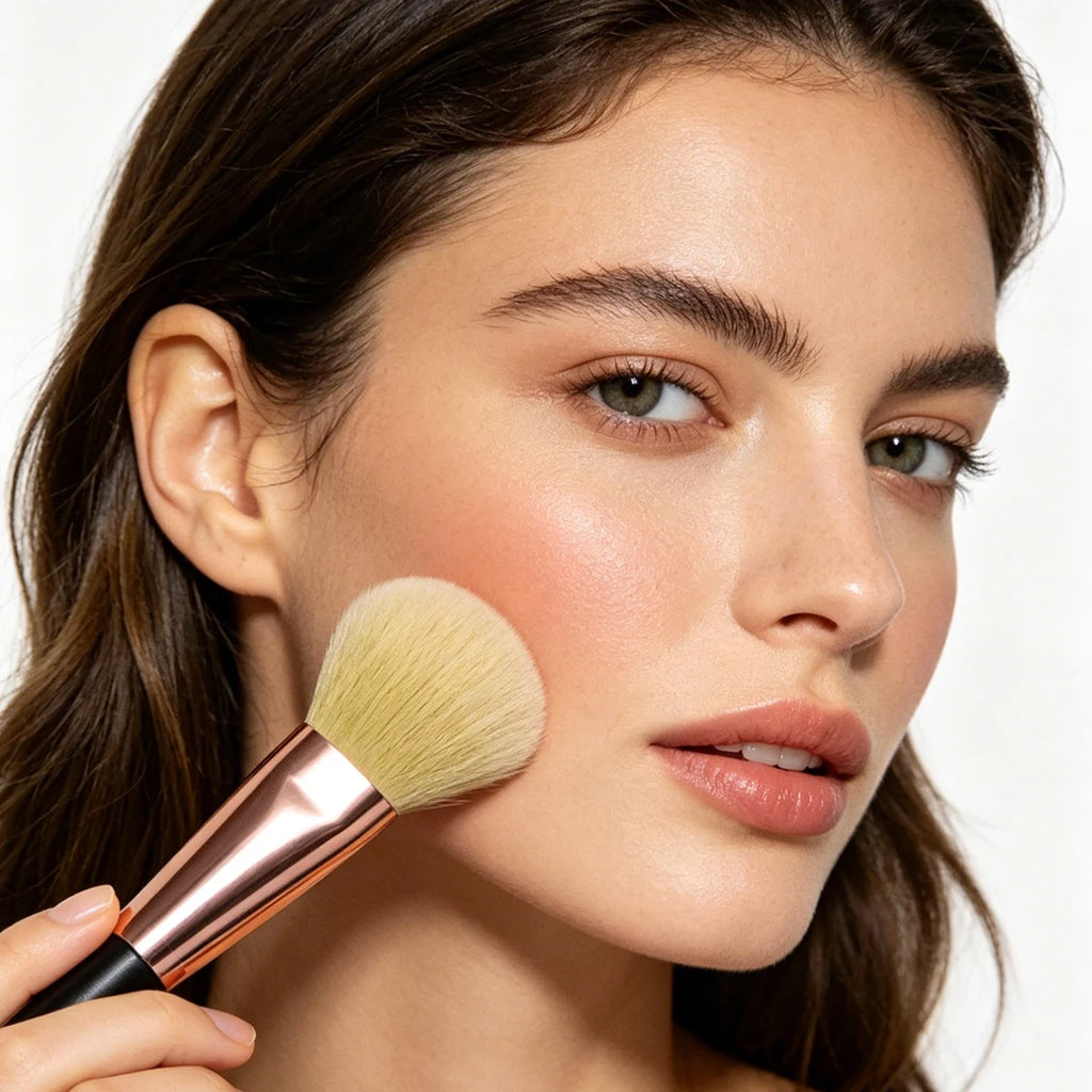 KOSSHOW Blush & Contour Brush | Soft Nylon, Wood Handle Blush Makeup Brush QXL