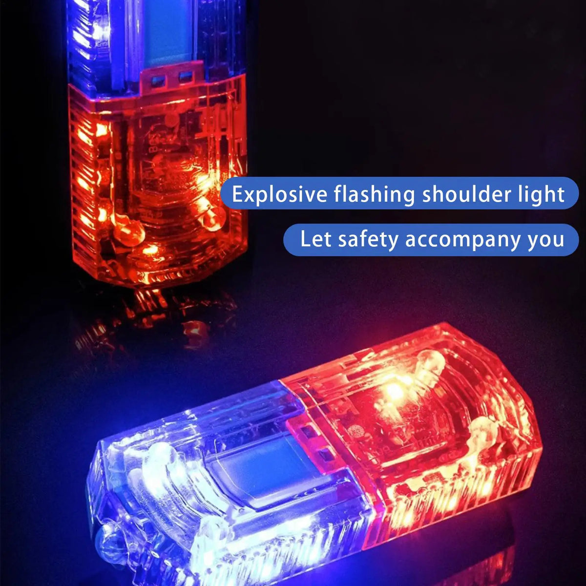 LED Strobe Shoulder Warning Light Red Blue | Clip-On Safety Safety Strobe Light QXL