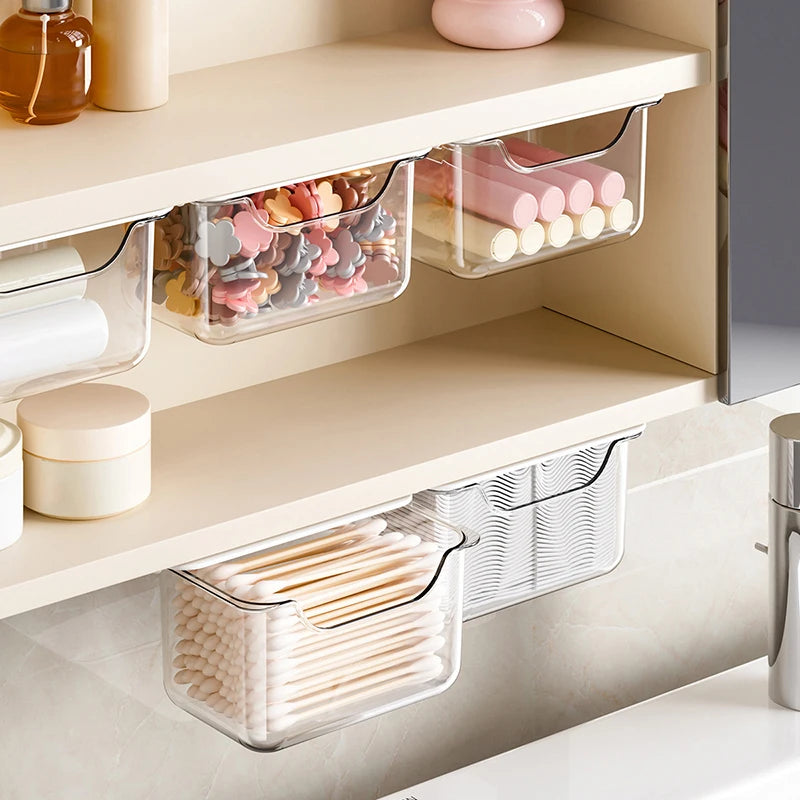 Transparent Pull-Out Drawer Storage Box for Bathroom Cabinet Bathroom Storage Box QXL