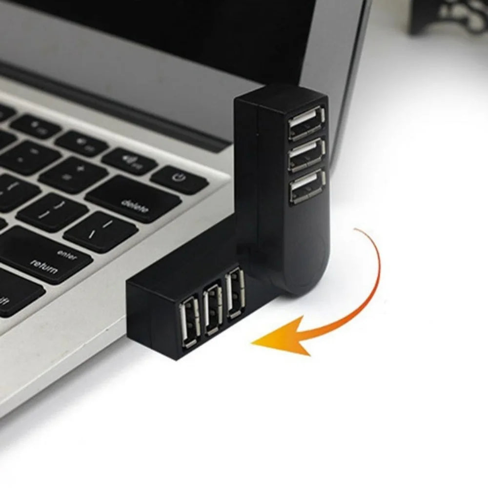 USB 2.0 Hub 3-Port 180° Rotatable Splitter Adapter | Plug & Play USB Hub QXL