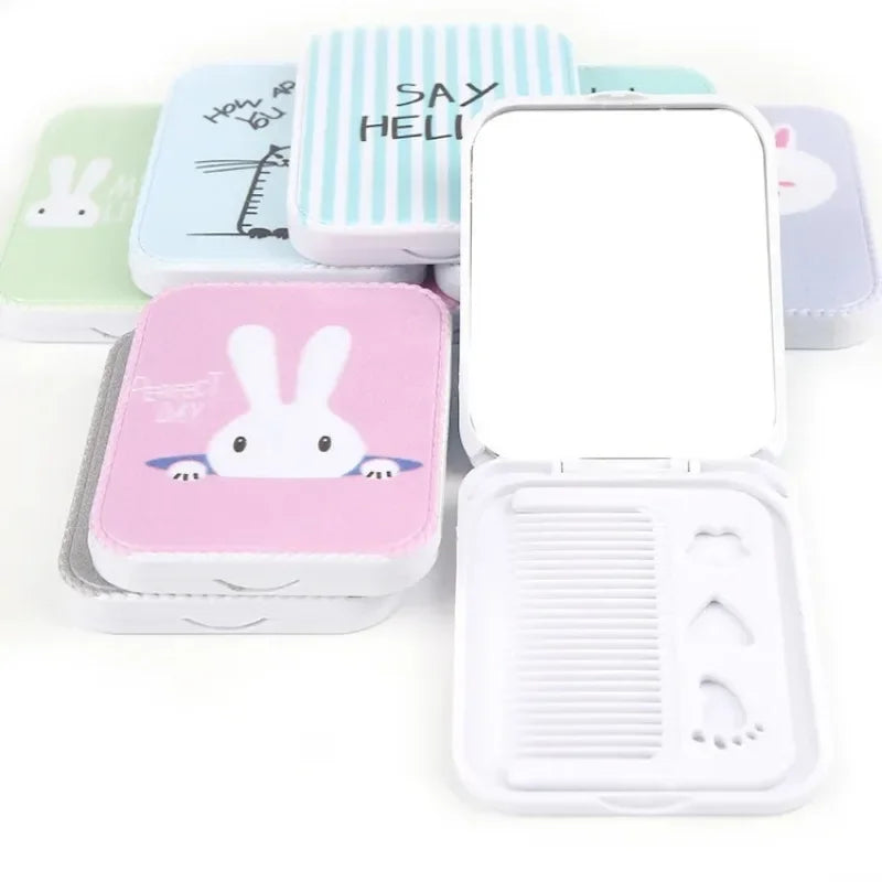 Foldable Double-Sided Compact Makeup Mirror | Cute Cartoon Compact Makeup Mirror QXL