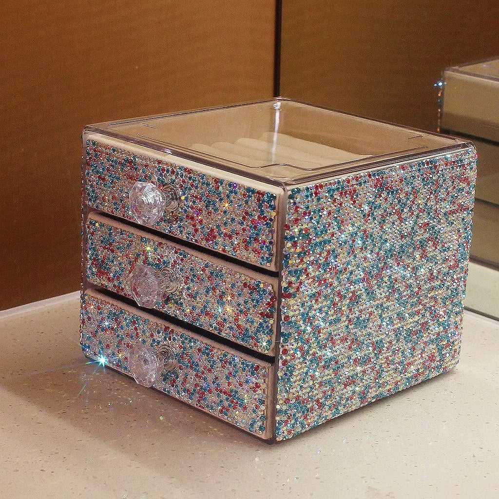 Acrylic Dustproof Makeup & Jewelry Organizer with Drawers Makeup & Jewelry Organizer QXL Three layers Colorf