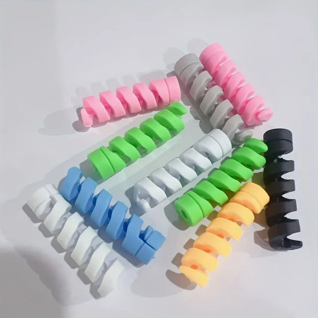 10-Pack Silicone Spiral Cable Protectors | Universal Fit Cable Protector QXL