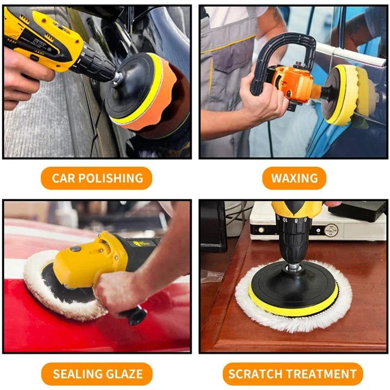8-Piece Car Buffing Polishing Pad Kit 3/5/7 Inch + Drill Adapter Car Polishing Pad Kit QXL