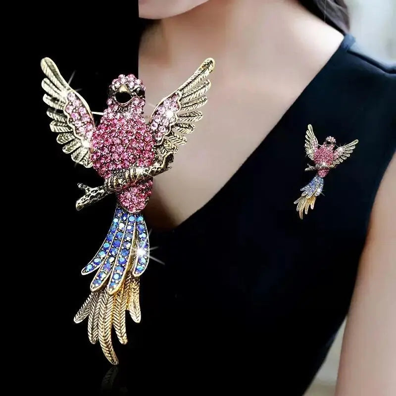 Full Crystal Hummingbird Brooch for Women | Luxury Animal Pin Crystal Animal Brooch QXL
