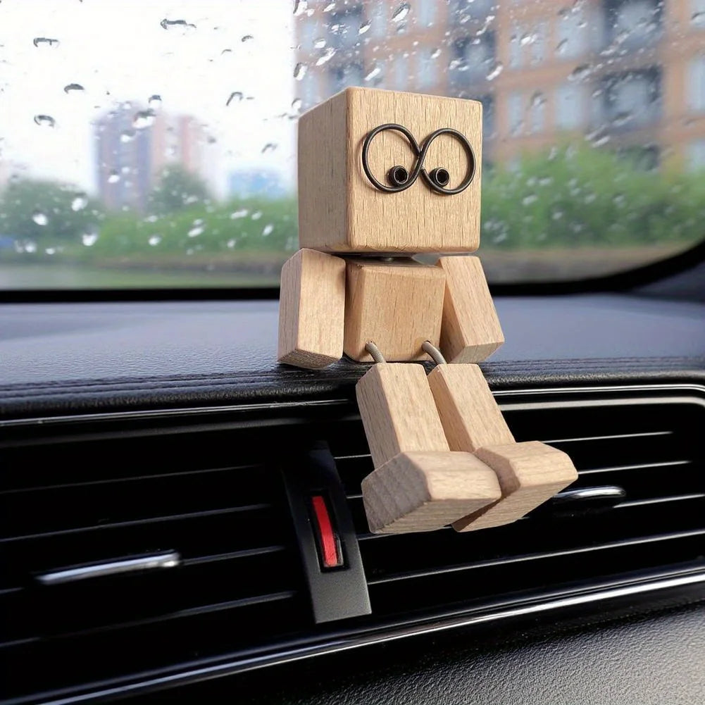 Shaking Head Wooden Doll Figurine | Car Dashboard Ornament Car Dashboard Ornament QXL