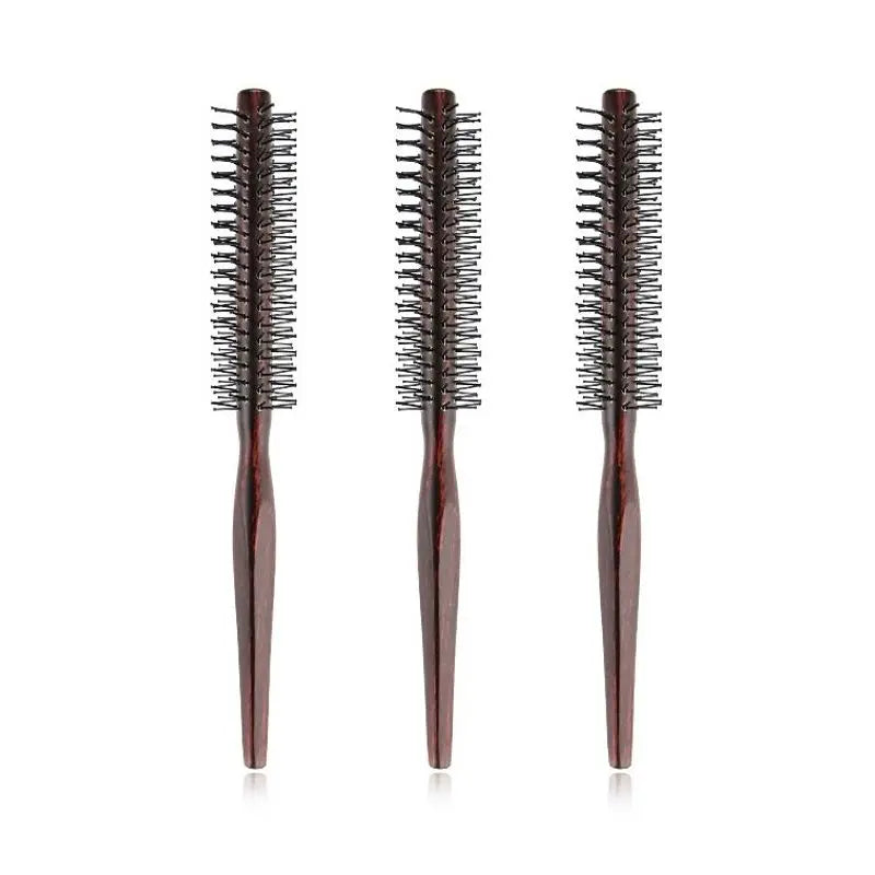 Mini Round Nylon Hair Brush | Wooden Handle Roller Comb Round Hair Brush QXL
