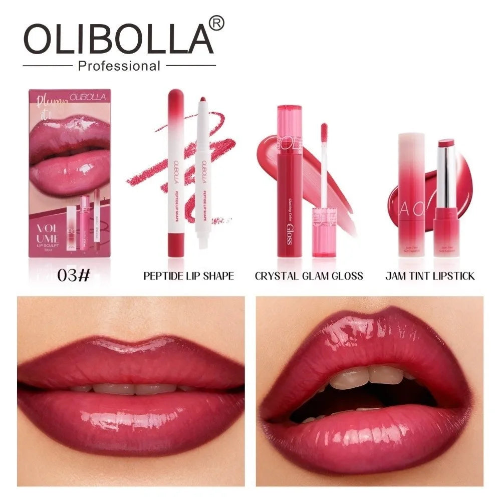 Waterproof Lip Liner & Gloss Set | 3 Shades, Mirror Shine Lip Liner & Gloss Set QXL