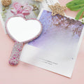 Heart-Shaped Diamond Handheld Makeup Mirror for Women & Girls Handheld Makeup Mirror QXL Pink