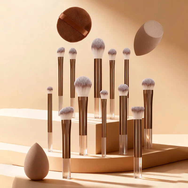 12-Piece Makeup Brush Set with Beauty Sponges & Powder Puff Makeup Brush Set QXL