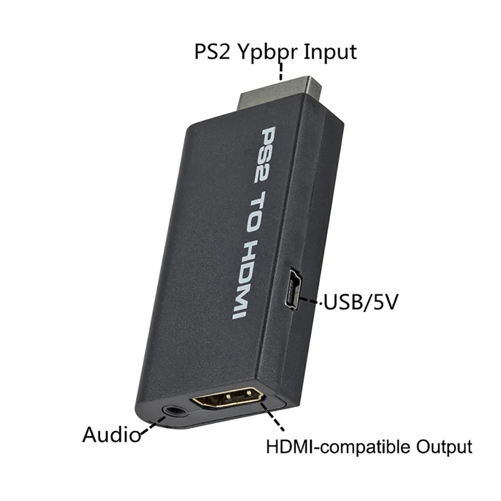PS2 to HDMI Adapter 1080P Full HD | 3.5mm Audio for PlayStation 2 Game Console Adapter QXL