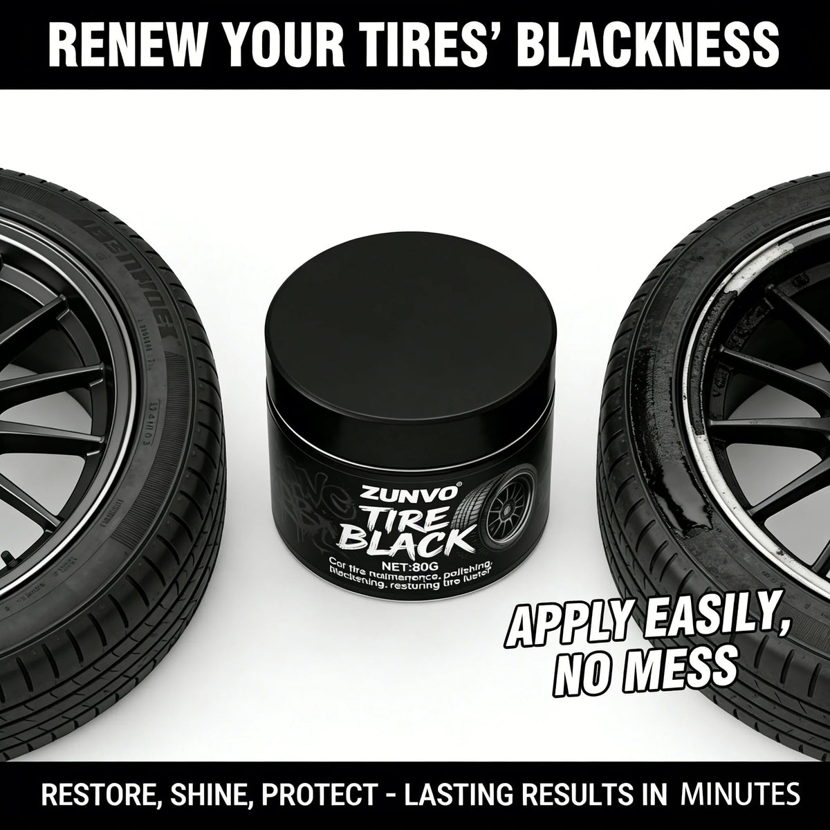 Tire Black Cream | Car Tire Polishing & Luster Restorer Tire Care Cream QXL
