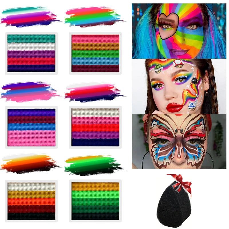 Split Cake Face & Body Paint – Neon Fluorescent Water-Based 8g Face & Body Paint QXL