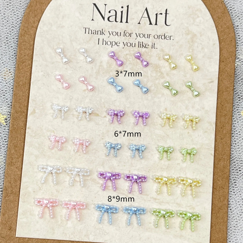20-Pack 5D Resin Pearl Bow Nail Art Charms | Macaron Bowknot Nail Art Charms QXL