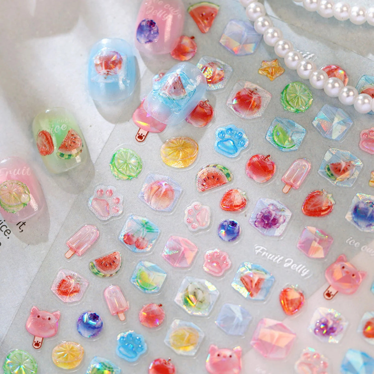 5D Sweet Fruit Nail Stickers – Watermelon Berry Watercolor Decals Nail Art Stickers QXL
