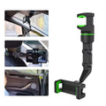 360° Rearview Mirror Phone Mount | Retractable Car Holder Car Phone Mount QXL green