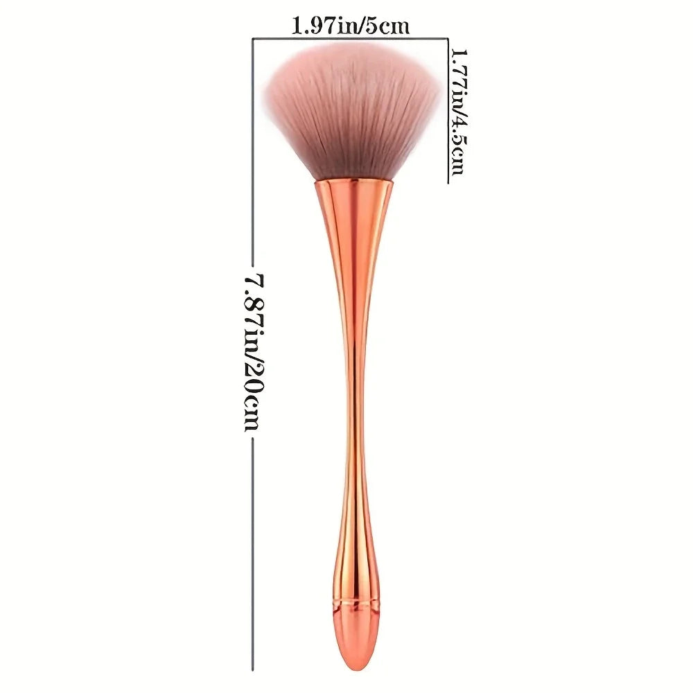 Rose Gold Fan Makeup Brush | Powder, Highlight & Blush Fan Makeup Brush QXL