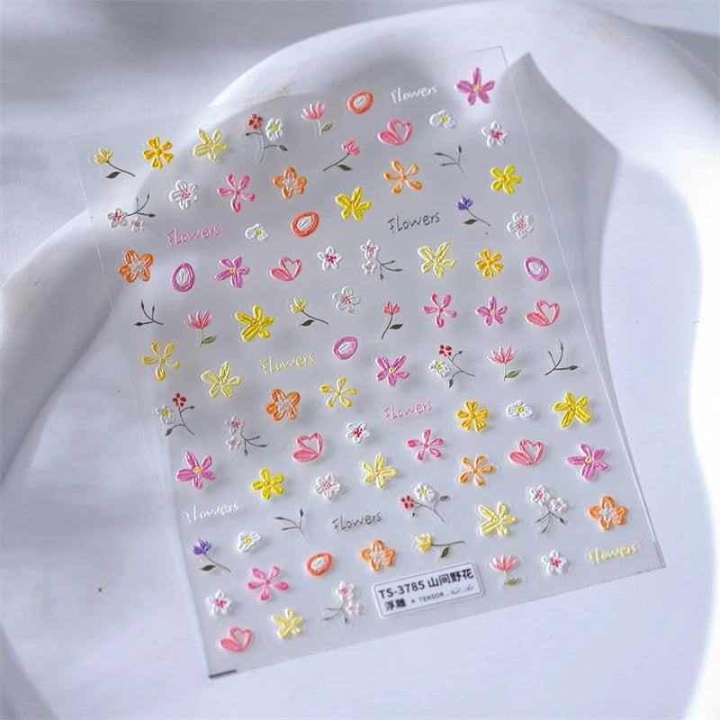 5D Embossed Bee & Butterfly Nail Art Stickers | Embroidery