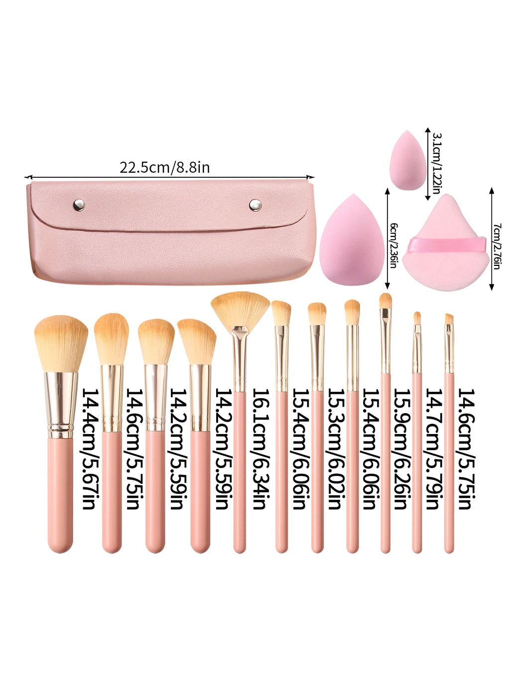 18-Piece Makeup Brush Set with Sponge, Puff & Storage Bag Makeup Brush Set QXL
