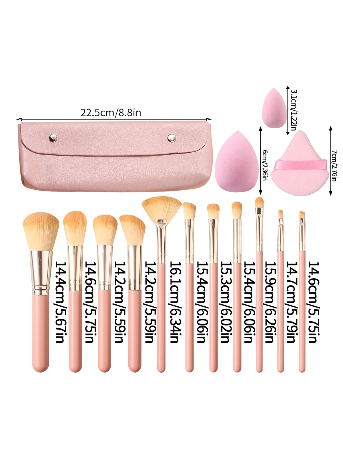 18-Piece Makeup Brush Set with Sponge, Puff & Storage Bag Makeup Brush Set QXL