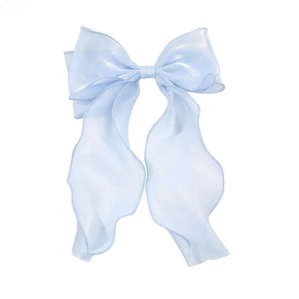 Large Chiffon Bow Hair Clip | Satin Bowknot Barrette Women Bow Hair Clip QXL