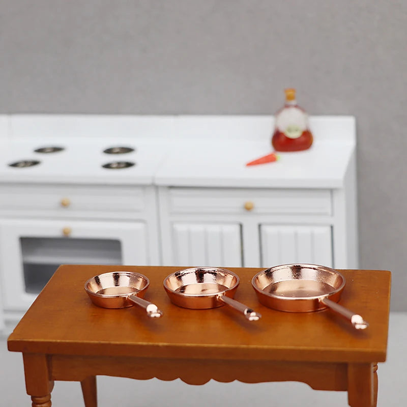 1:12 Dollhouse Miniature Cookware Set – Metal Frying Pan & Casserole Dollhouse Miniature Set QXL