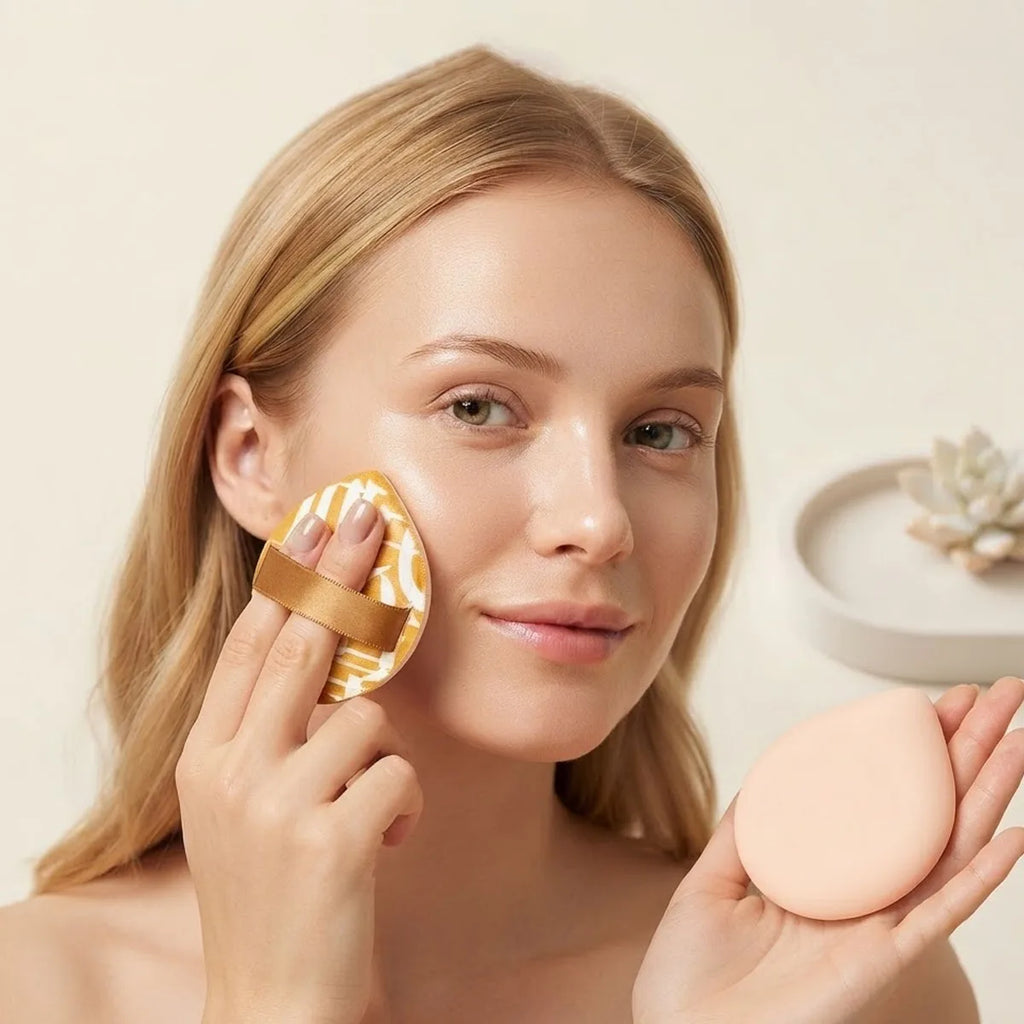 Waterdrop Foundation Sponge Set | Mustard Yellow Makeup Puff Makeup Sponge Set QXL