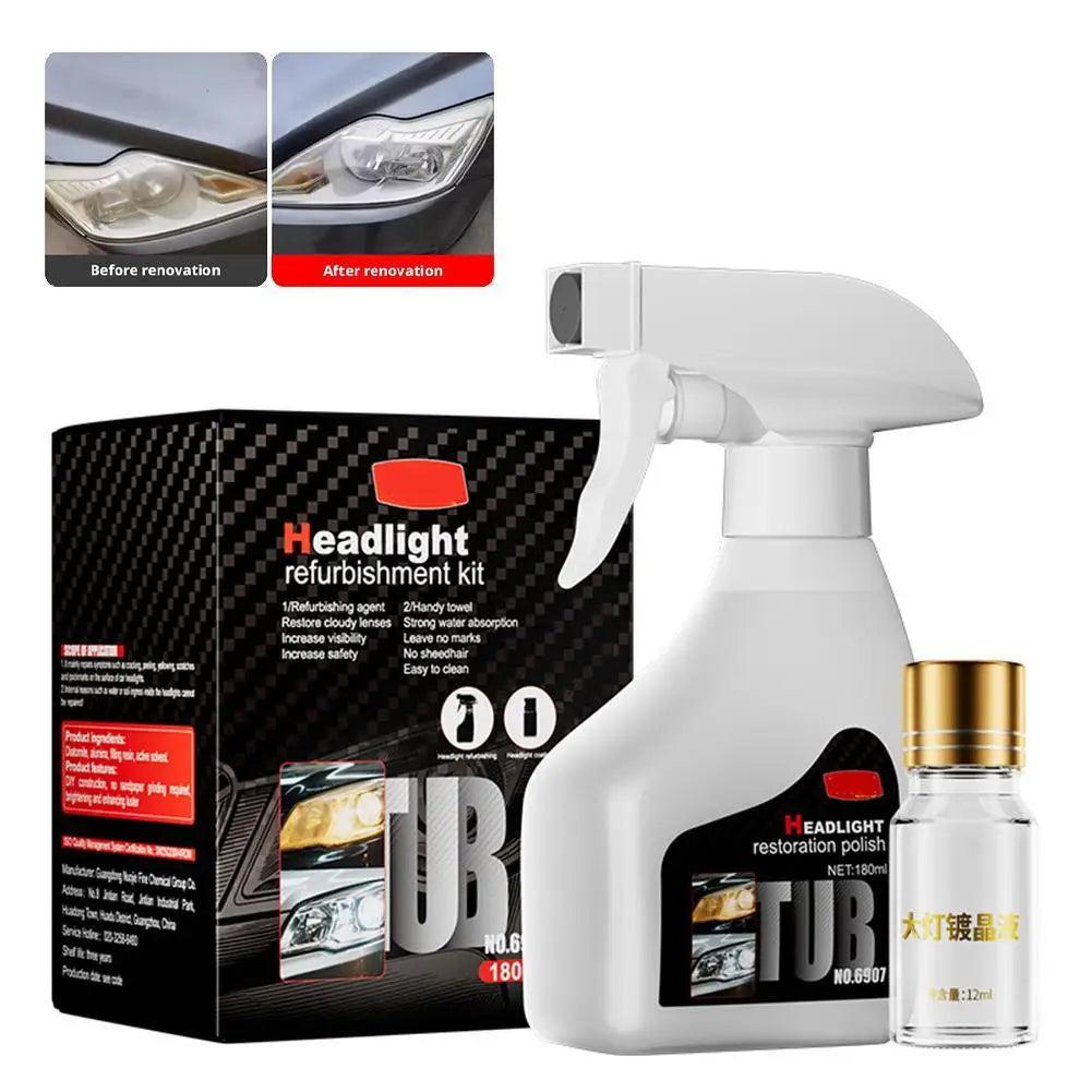 Car Headlight Restoration Kit – Spray, Polish & Scratch Repair Headlight Restoration Kit QXL