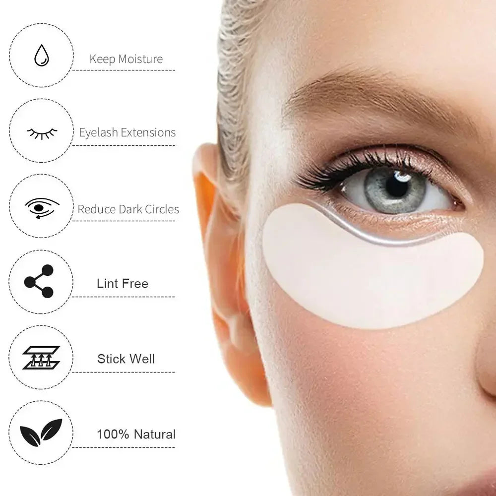 50/100 Pairs Lint-Free Hydro-Gel Under-Eye Pads for Lash Extensions Under-Eye Lash Pads QXL
