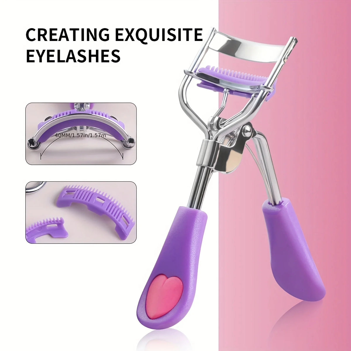 LUXEBLEND Portable Eyelash Curler | Heart-Shaped Anti-Slip Eyelash Curler QXL