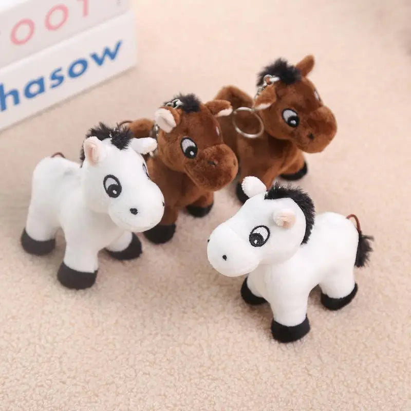 Plush Cartoon Pony Keychain | Stuffed Horse Backpack Charm Plush Keychain Charm QXL