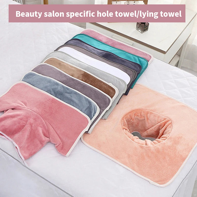 Coral Velvet Massage Face Towel with Hole | 35x35cm SPA Massage Face Towel QXL
