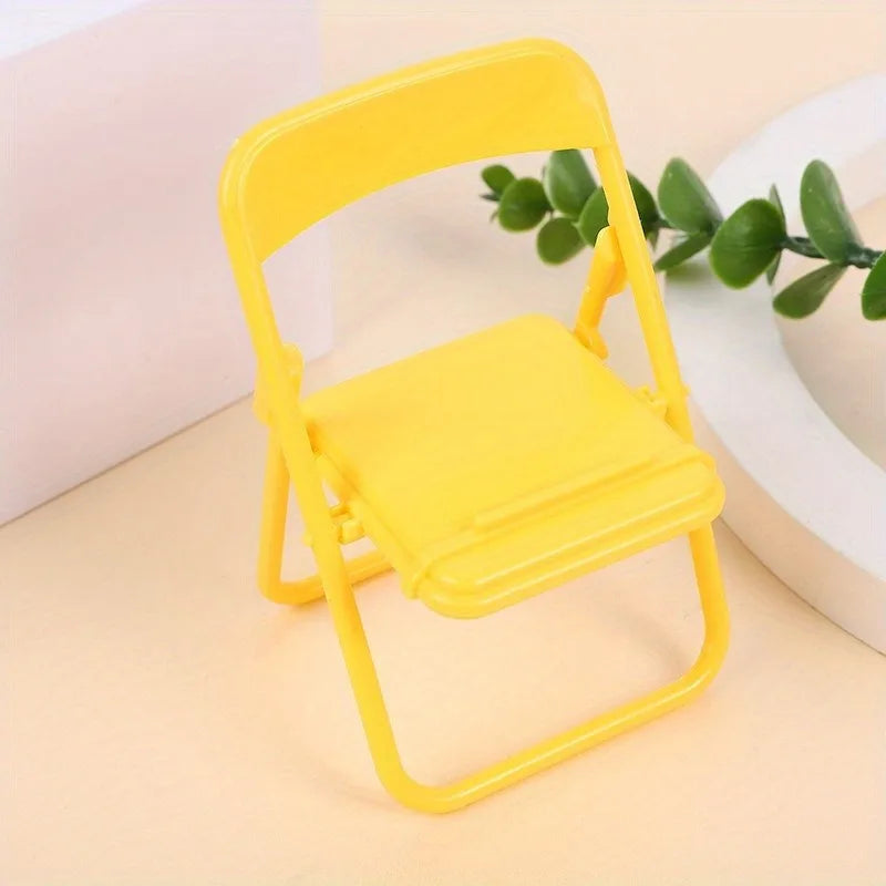 Macaron Chair Phone Stand | Cute Folding Desktop Holder Phone Desk Stand QXL Yellow 1pc