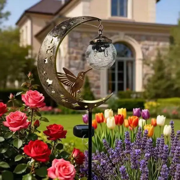Solar Hummingbird Moon Garden Stake Light | Outdoor Decor Solar Garden Stake QXL