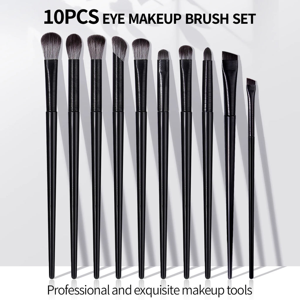 KOSSHOW 10-Pc Eye Makeup Brush Kit | Smoky & Natural Looks Eye Makeup Brush Set QXL black
