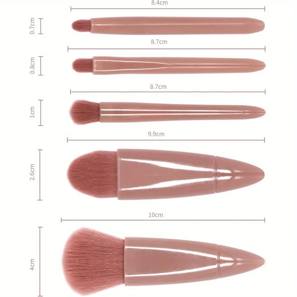 5-Piece Mini Travel Makeup Brush Set with Storage Box Travel Makeup Brushes QXL